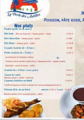 Menu La perle des Antilles - Les menus