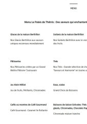Menu Le Palais de Thémis - Menu