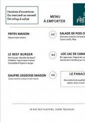 Menu Le Panache - La carte
