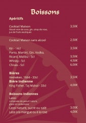 Menu Les Saveurs De L'inde - les boissons