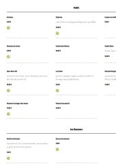Menu Liquides resto à boire - Les plats et douceurs