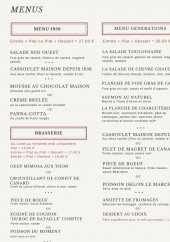 Menu Maison du cassoulet - Les menus 1956, menus generations et brasserie