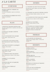 Menu Maison du cassoulet - Les entrées, plat et desserts,...