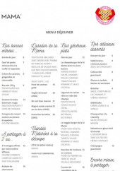 Menu Mama Shelter - Menu déjeuner