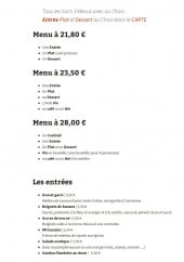 Menu Mami-Wata - Les menus et entrées