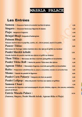 Menu Masala Palace - Les entrées