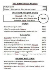 Menu Mon Canard - Entrées, plats, desserts,....