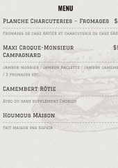 Menu Rooster & Beer - Les menus
