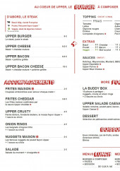 Menu Upper Burger - La carte
