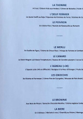 Menu Vivants - Entrées, plats et desserts