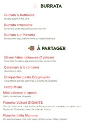 Menu Volfoni - Burrata et a partager