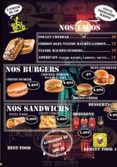 Menu Best Food - les tacos et burgers, sandwichs