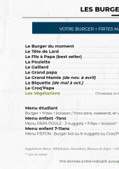 Menu Les Burgers de Papa - Menus burgers