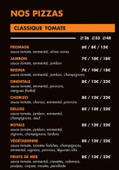 Menu Dany's Pizza - Les pizzas classiques tomate