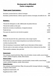 Menu Le Mikadali - Tapas, entrées, plats,...
