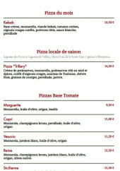 Menu La Pasta Fresca - Les pizzas du mois, pizzas locale de saison et pizzas base tomate