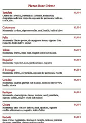 Menu La Pasta Fresca - Les pizzas base crème