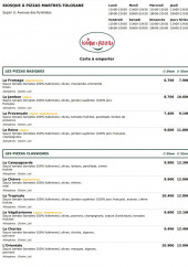 Menu Le Kiosque à Pizzas - Les pizzas