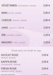 Menu Fine & sushi - Les california et maki rose
