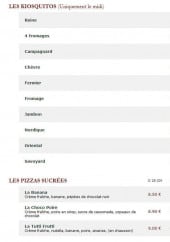 Menu Le Kiosque à Pizzas - Les kiosquitos et pizzas sucrées