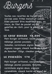 Menu L'Atelier - Les burgers