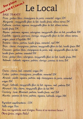 Menu Le Local - Les pizzas