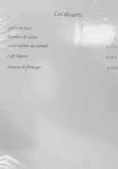 Menu Auberge Terre des Vents - Les desserts