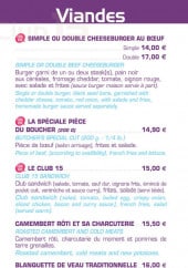 Menu Club 15 - Les viandes