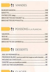 Menu Le Patio - les viandes et poissons, desserts,..