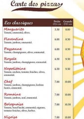 Menu Pizza Dylan - Les pizzas classiques