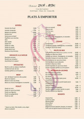 Menu Zen Asie restaurant - Plats à emporter