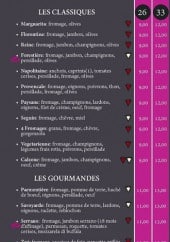Menu La Promenade du Pacri - Les classiques et gourmandes 