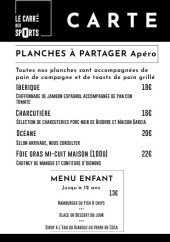 Menu Le Carré des Sports - La carte déjeuner