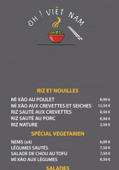 Menu Oh Viêt Nam - Les riz, nouilles et salades,..