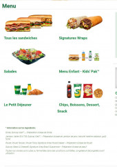 Menu Subway - Les menus