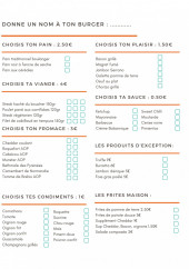 Menu Le Beurre.G - Les burgers