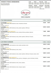 Menu Le Kiosque à Pizzas - Les pizzas basiques et classiques