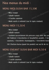 Menu Sushi Tokoro - Les menus midi