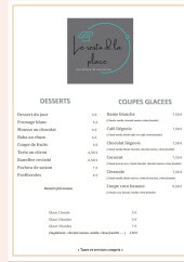 Menu Le Resto d'la Place - Les desserts et coupes glacées