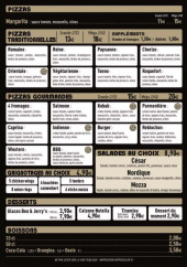 Menu Pizza Store - Carte des pizzas