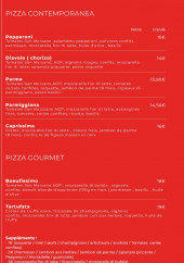 Menu Casa Perlita - Les pizza contemporanea, pizza gourmet