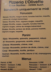 Menu L'Olivette - La carte