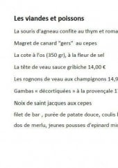 Menu Le Sarment - Les viandes et poissons