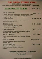 Menu Pizza Street - Pizzas