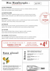 Menu Big Fernand - Les hamburger, bières et caves