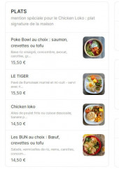 Menu Big tiger - Les plats, desserts, ....