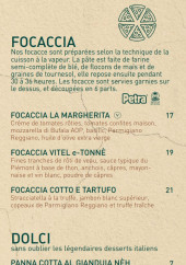 Menu Boccaccia - Focaccia, et dolci