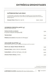 Menu Breizh Café - Les entrées et grignotages