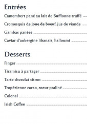 Menu Chez julien - Les entrées et desserts