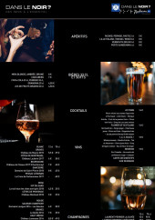 Menu Dans le Noir ? - La carte des boissons